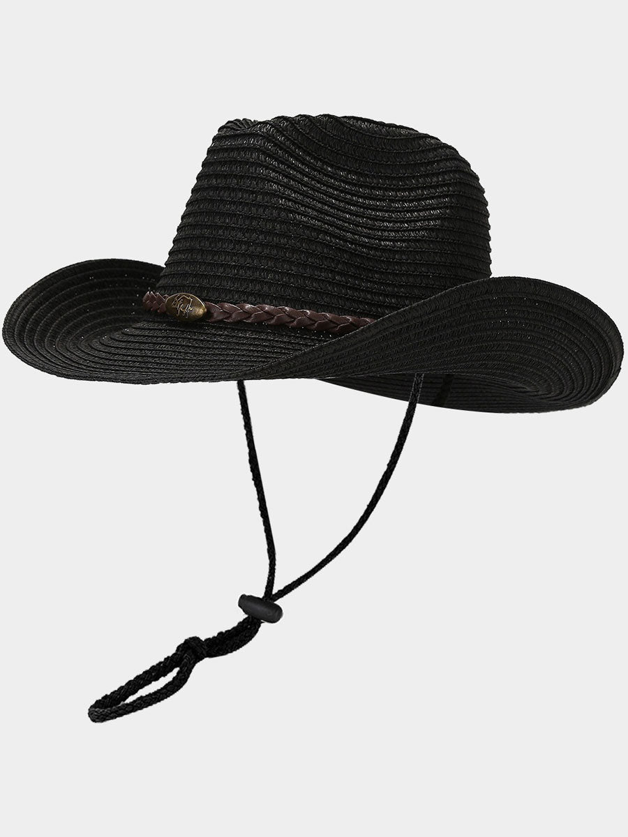 Large Brim Sun Visor Western Cowboy Style Straw Hat Bucket Hat