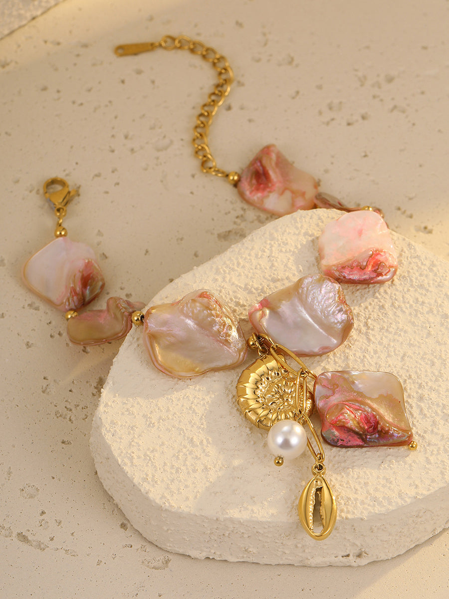 Ocean Style Irregular Shell Conch Niche Design Stainless Steel Bracelet