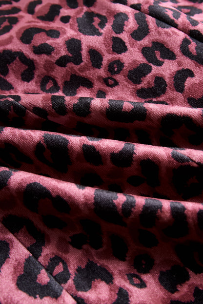 Casual Loose Vintage Velvet Leopard Print Colorblock Lapel Coat