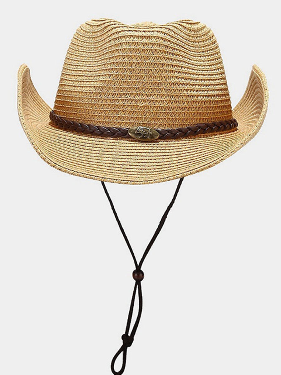 Large Brim Sun Visor Western Cowboy Style Straw Hat Bucket Hat