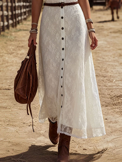 V-neck Lace Sleeveless Maxi Dress