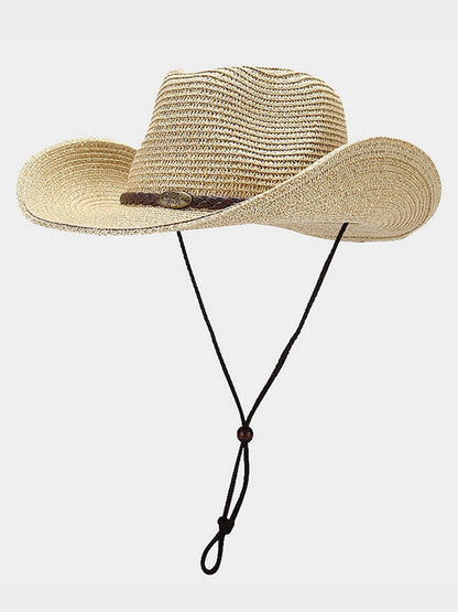 Large Brim Sun Visor Western Cowboy Style Straw Hat Bucket Hat