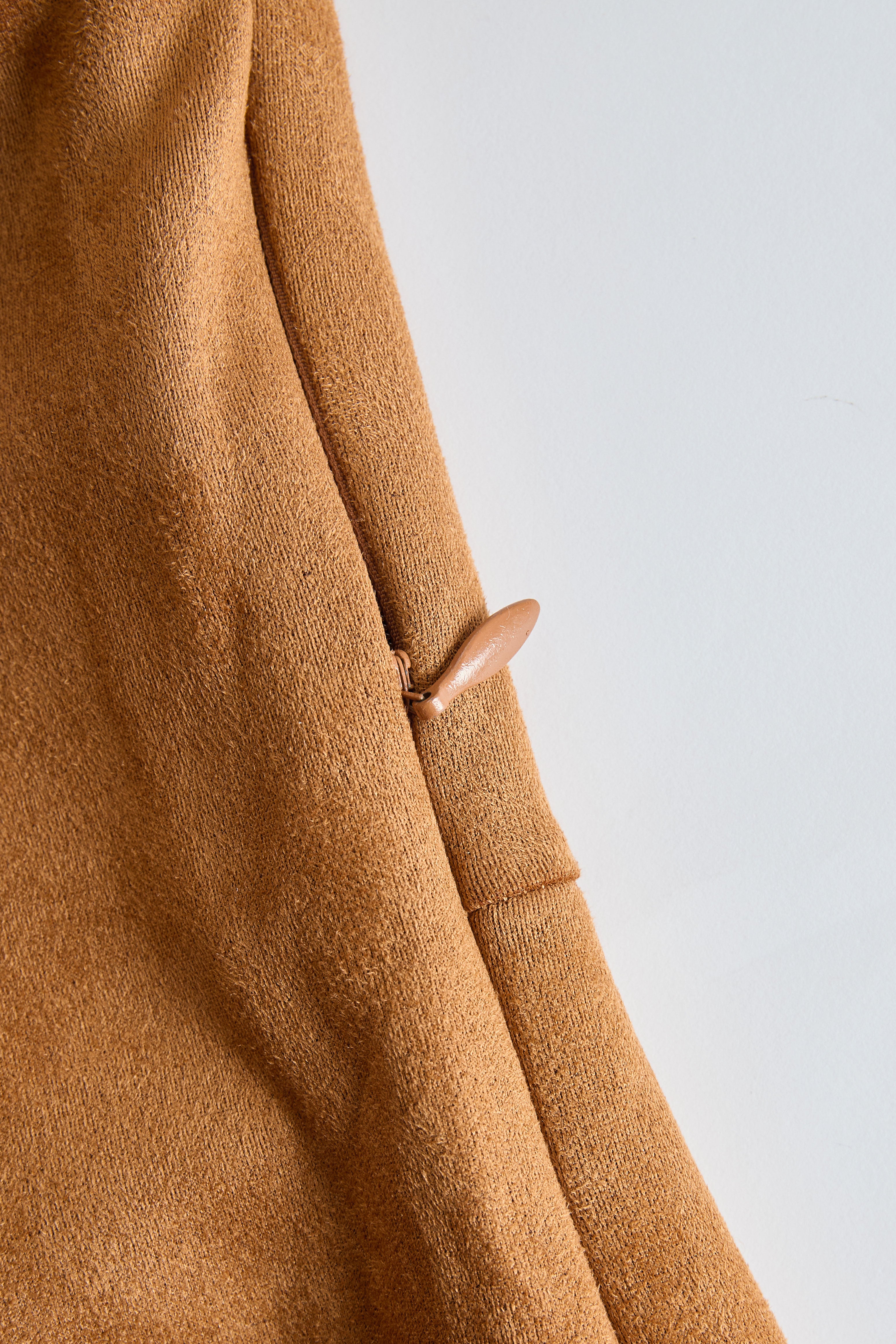 Western Retro Lace-Up Plaid Patchwork Caramel Faux Suede Maxi Dress