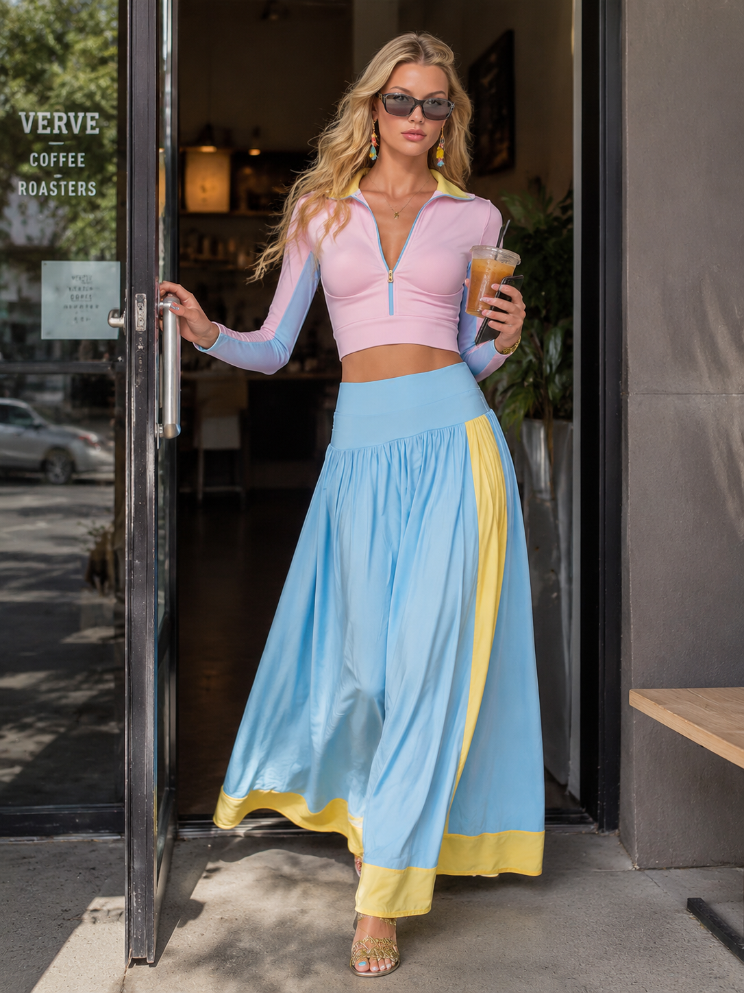 Capri Pastel Maxi Skirt Sport Set Dreamy Coastal Energy