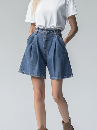 Casual High Waist Denim Bermuda Shorts