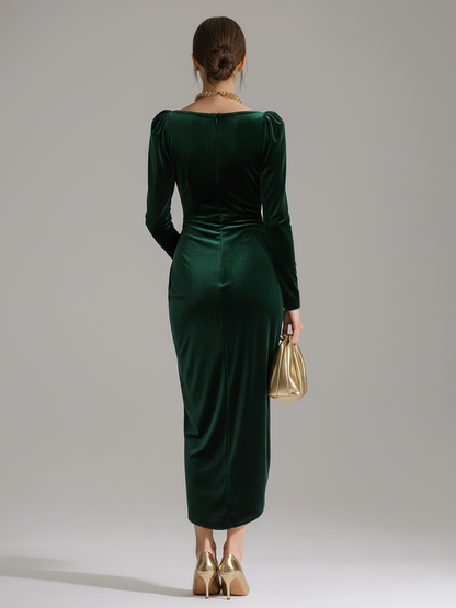 Elegant Velvet Midi Dress