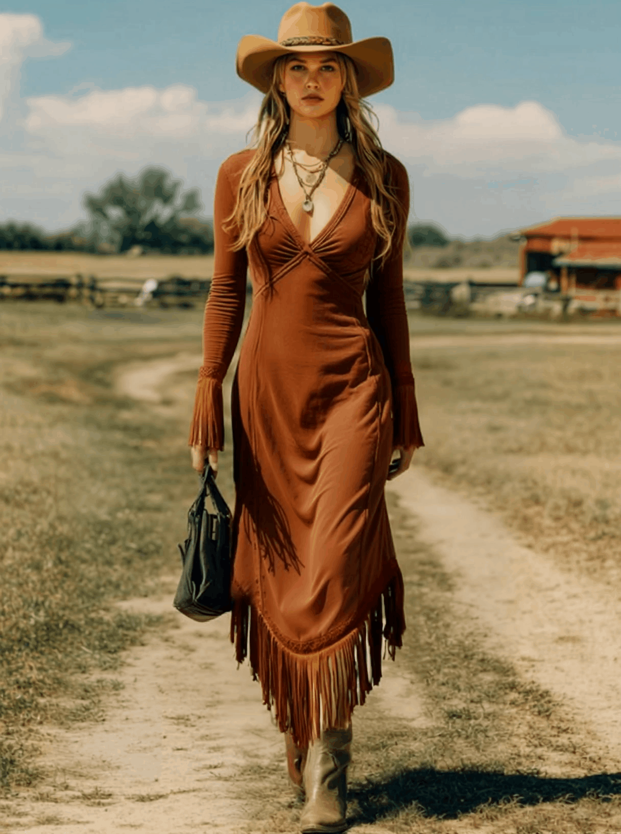 long sleeve dress with tassels Vero Moda long sleeve midi dress with tassel hem in black