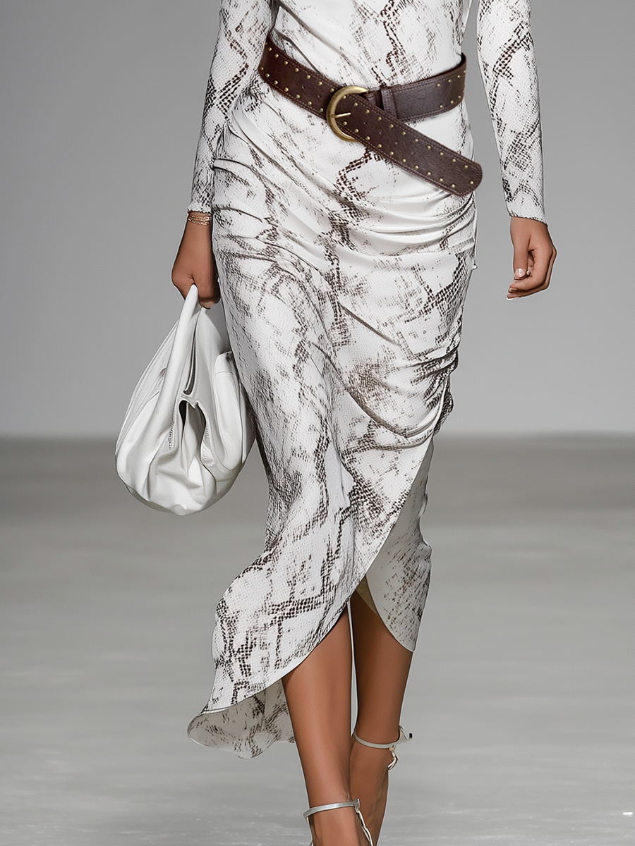 Retro-chic Urban Snake Print Maxi Dress