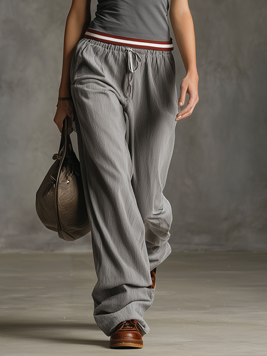 Casual Round-neck Short-sleeved Top And Trousers Set