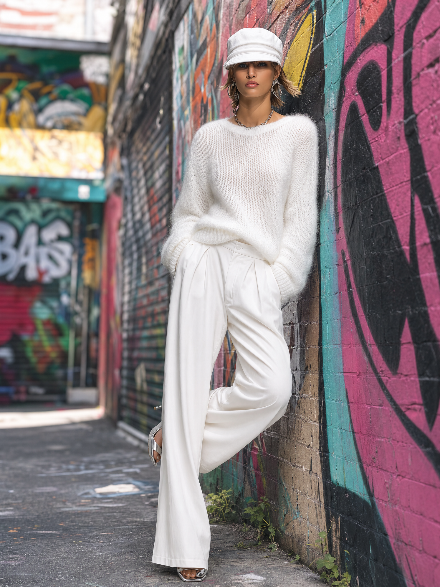 Elegant Solid Color Round Neck Loose Pullover Sweater