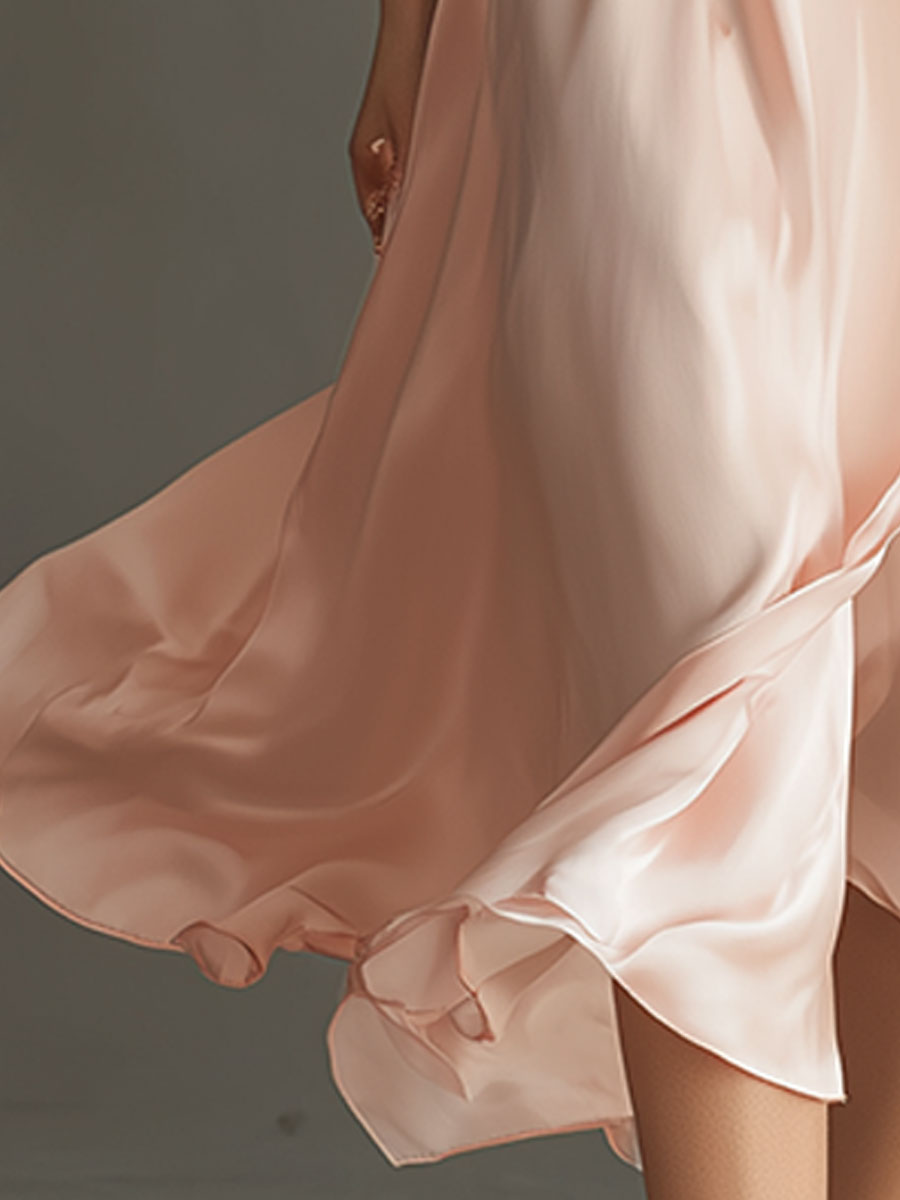 Stylish And Elegant Pink Sleeveless Satin Top And Skirt Set