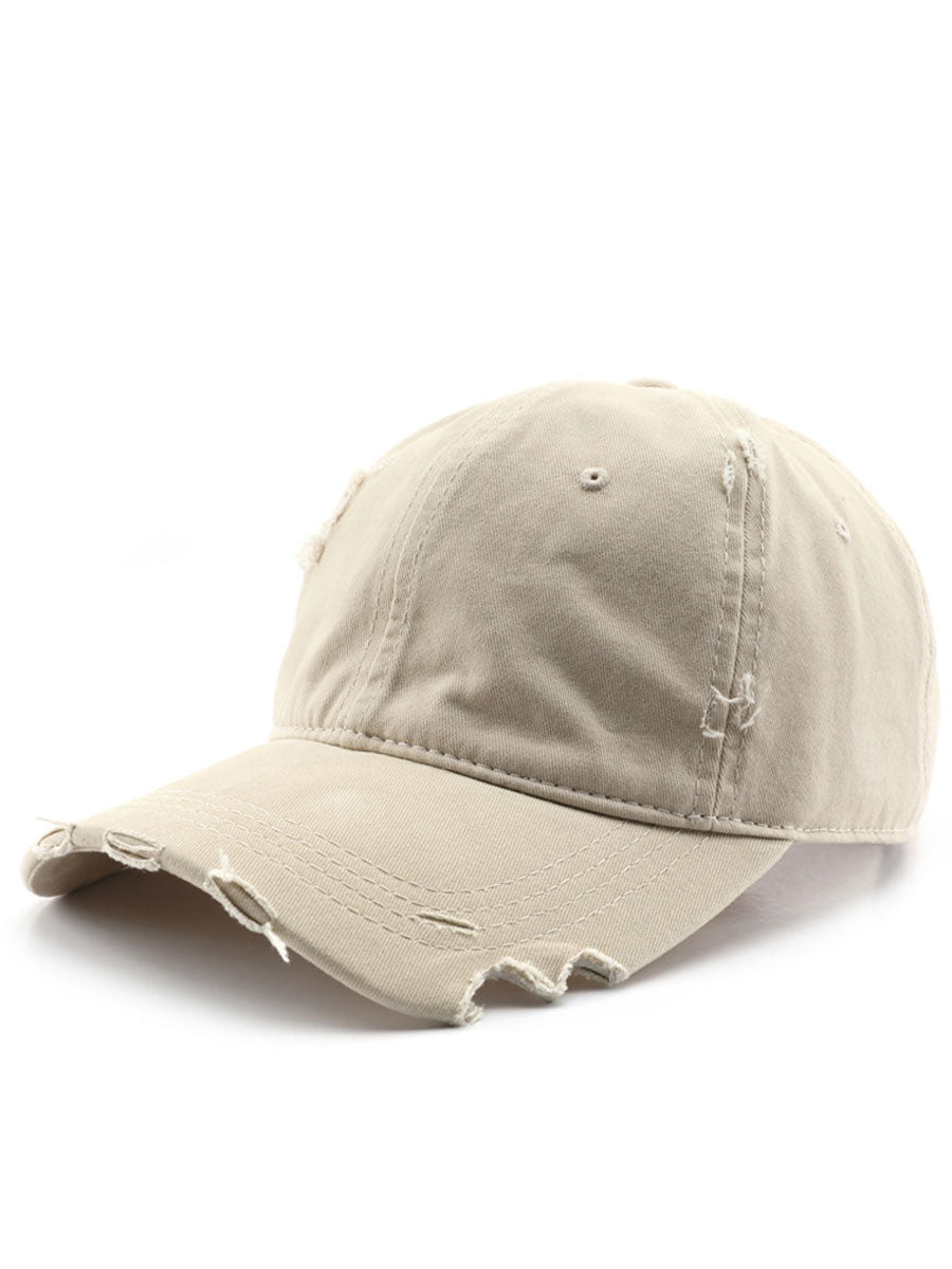 Casual And Fashionable Distressed Cotton Ripped Baseball Cap