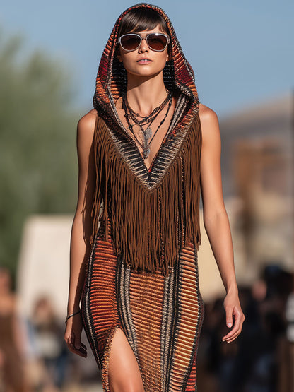 hooded slit maxi dress MONOT Hooded Halter Slit Maxi Dress SHOP CURVE