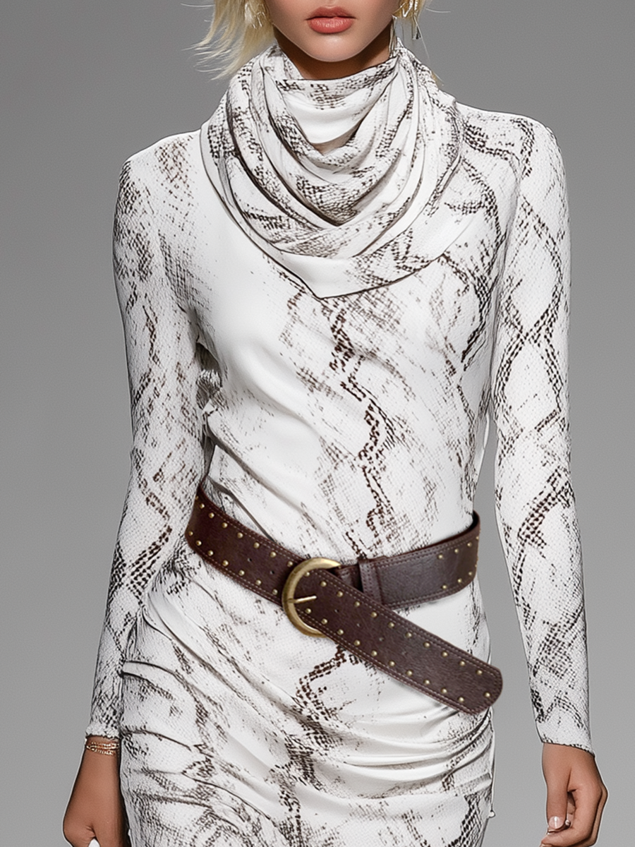 Retro-chic Urban Snake Print Maxi Dress