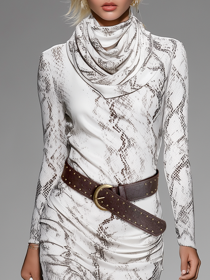 Retro-chic Urban Snake Print Maxi Dress