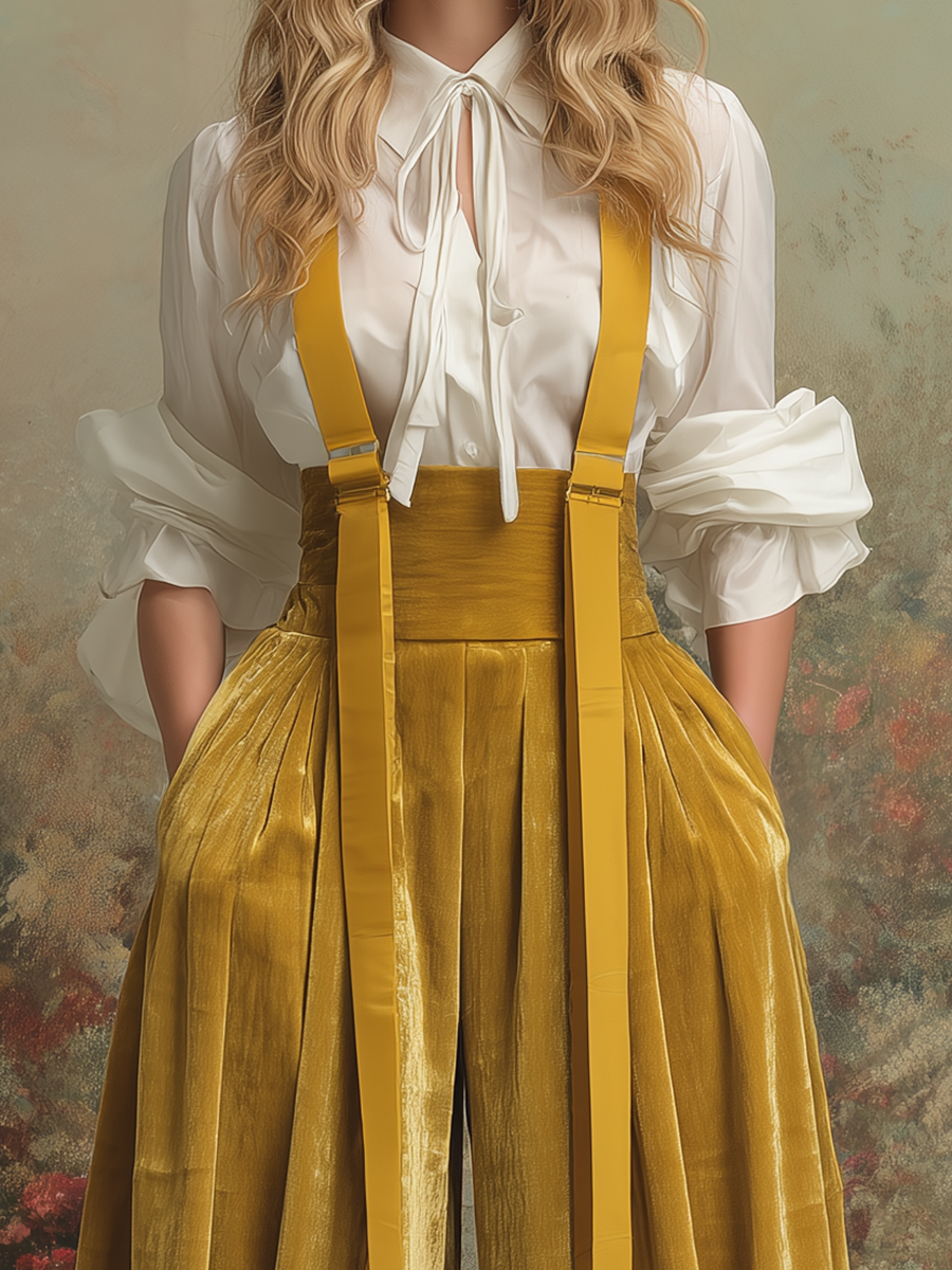 Retro-style Fashionable Elasticated Cuffs Overalls