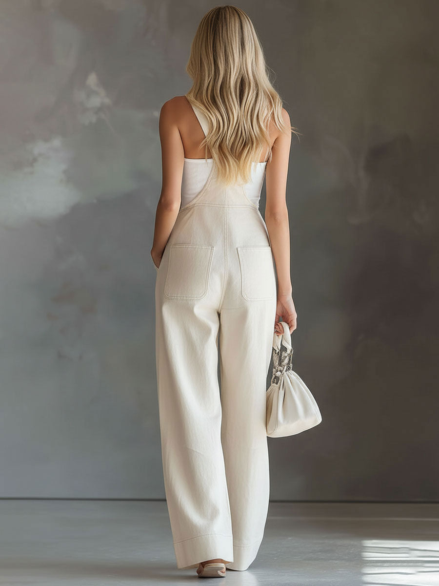Off-white Adjustable Shoulder Strap Pocket Cotton Overalls