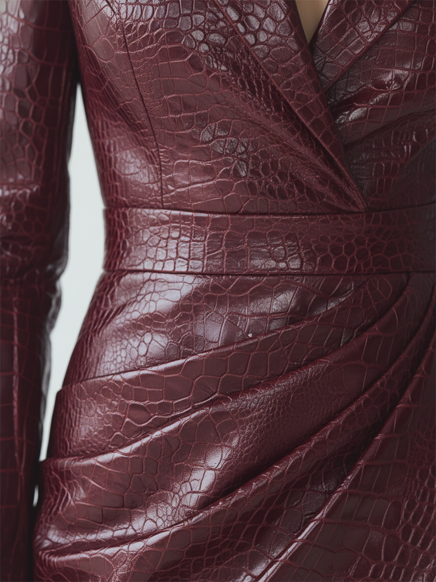 Vintage Faux Crocodile Leather Mini Dress