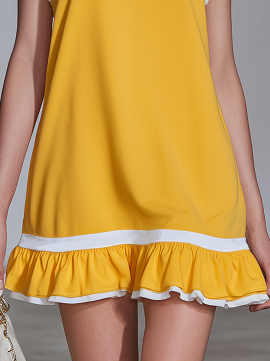 Casual Sporty V-neck Sleeveless Ruffle Mini Dress