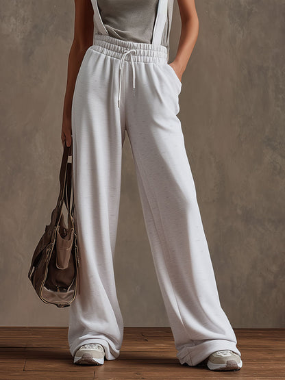 Casual Sporty Retro Gray-White Cotton Blend Overalls