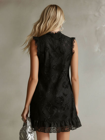 Black Lace Sleeveless Mini Dress