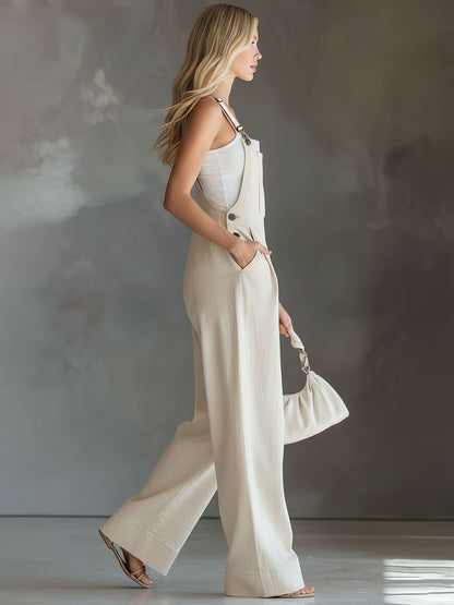 Off-white Adjustable Shoulder Strap Pocket Cotton Overalls