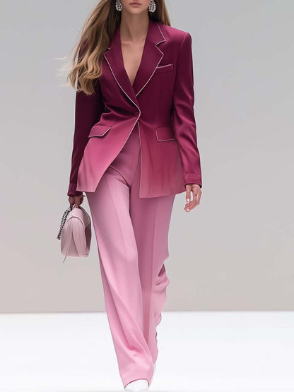 Elegant and Romantic Pink and Burgundy Gradient Suit