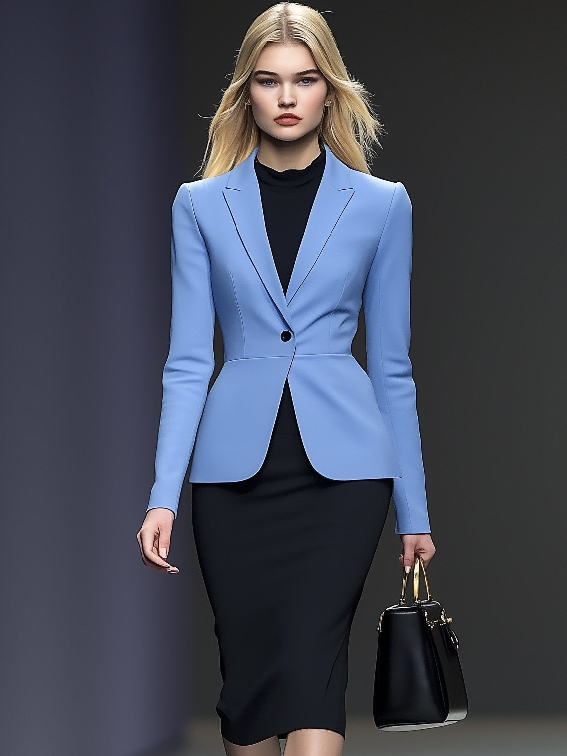 Elegant High-End Lapel Single Button Slim Long Sleeve Blazer