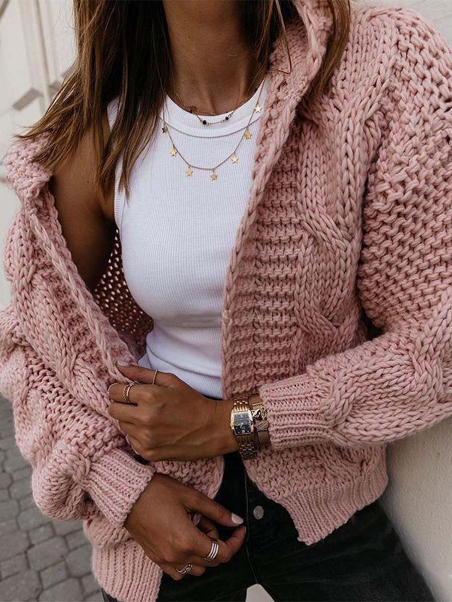 Retro Fashion Thick Knitted Loose Sweater Cardigan