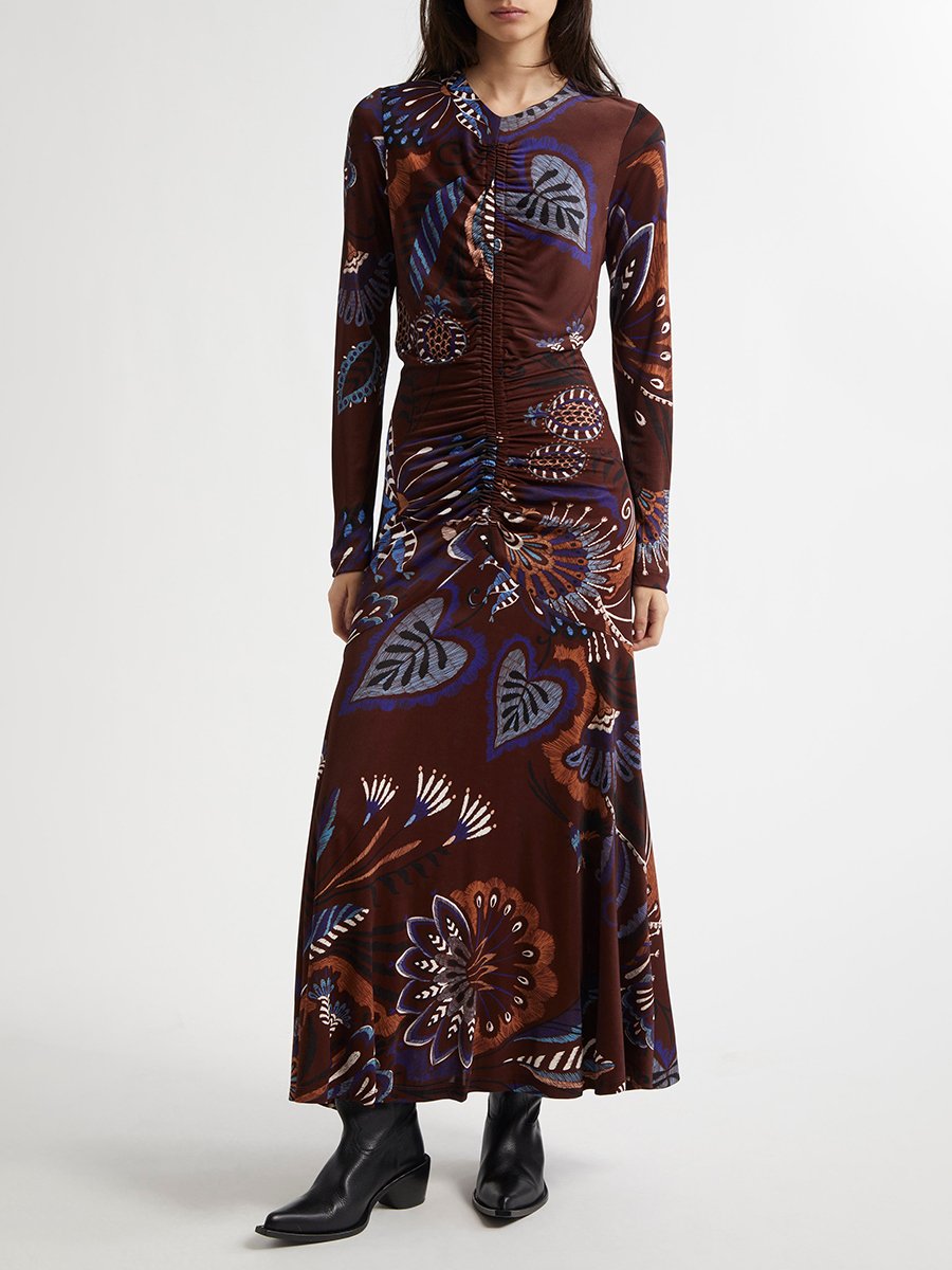 Retro Elegant Fashion Paisley Print Maxi Dress