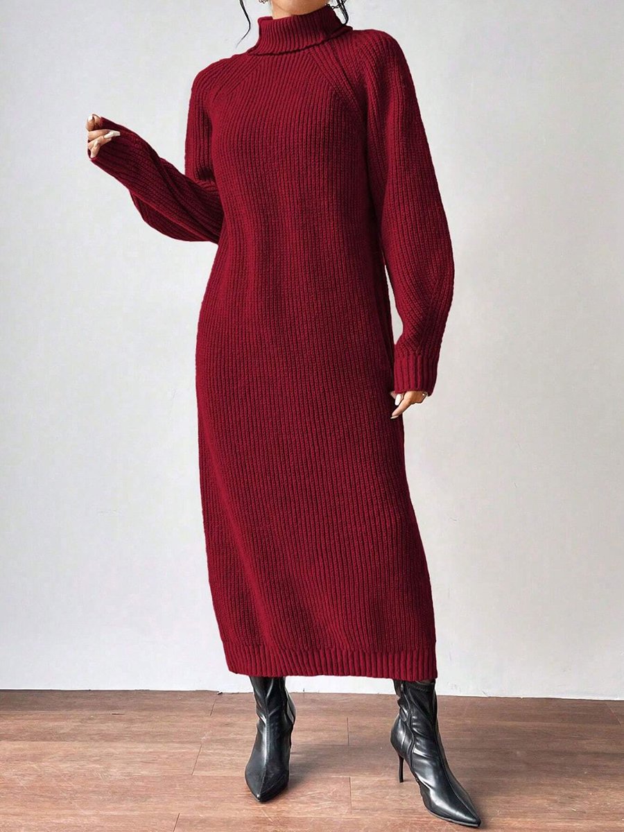 Loose Casual High Collar Long Sleeve Maxi Dress