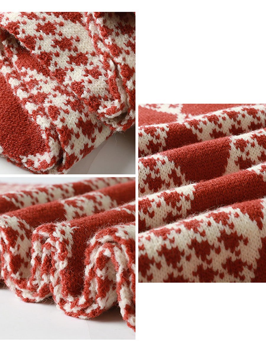 Stylish Vintage Red Christmas Knitted Scarf