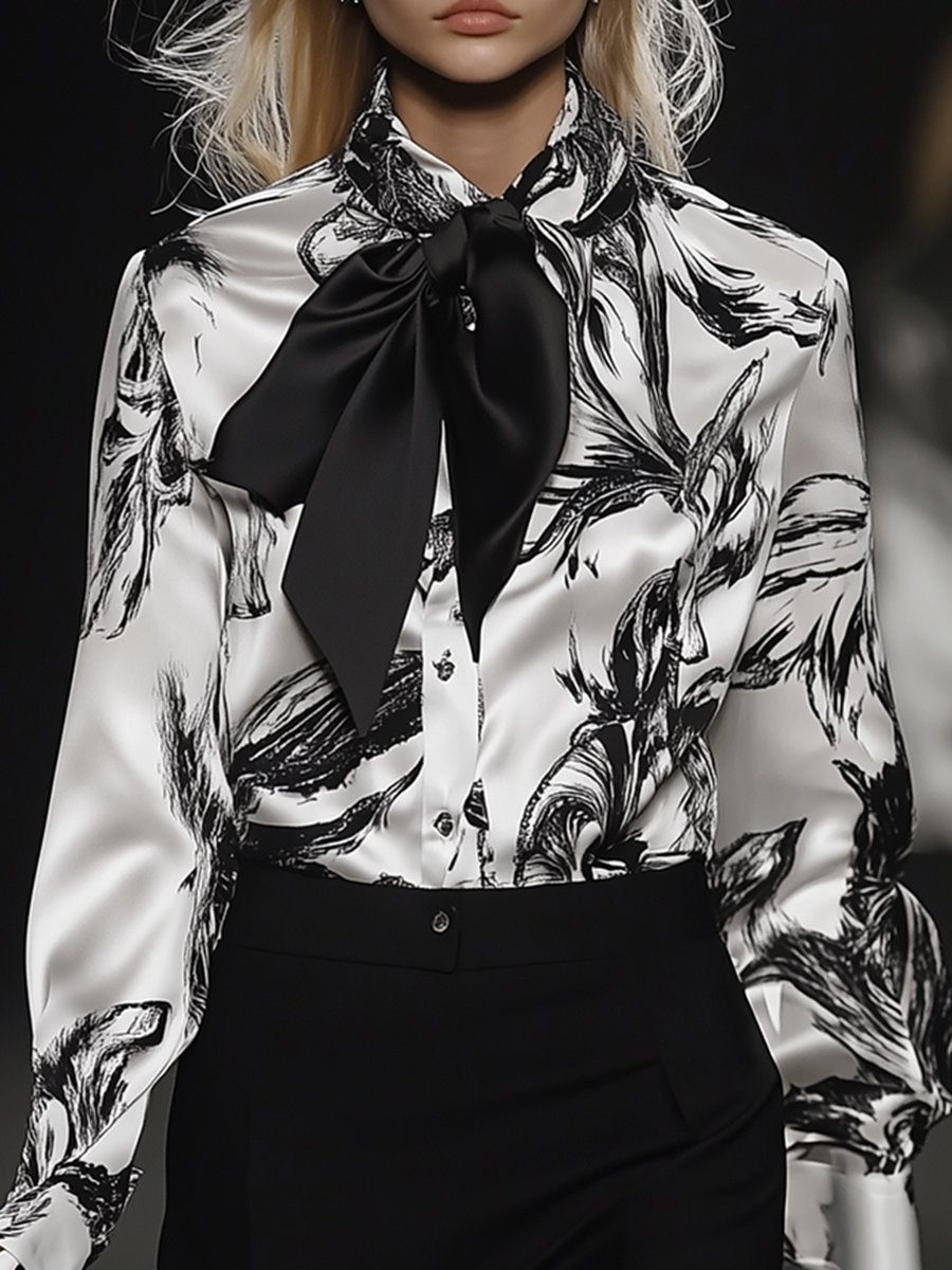 Fashionable And Elegant Satin Print Shirt