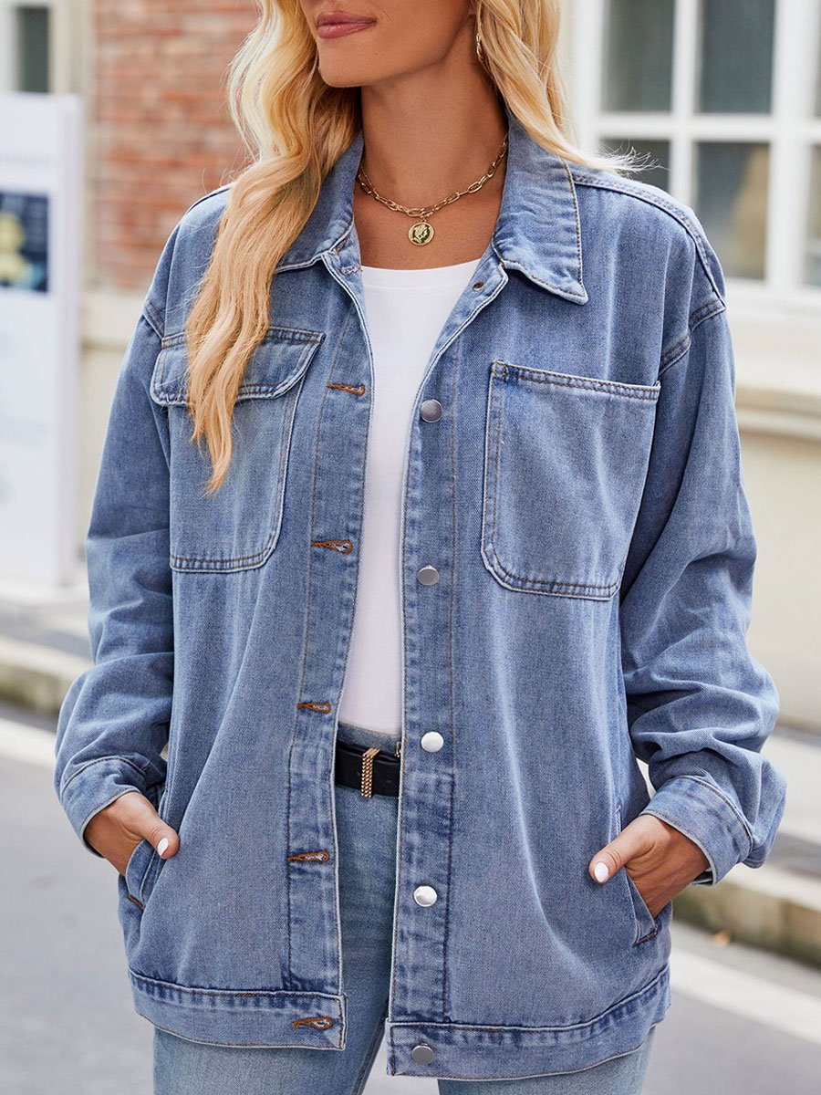 Casual Loose Retro Multi-Pocket Denim Jacket