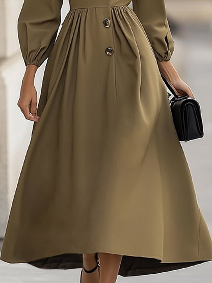 Casual And Fashionable Loose Lapel Trench Coat-Style Midi Dress