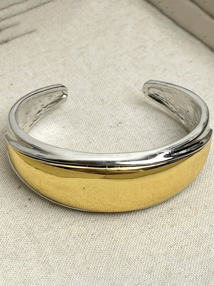 Simple Polished Arch Metal Cuff Bracelet