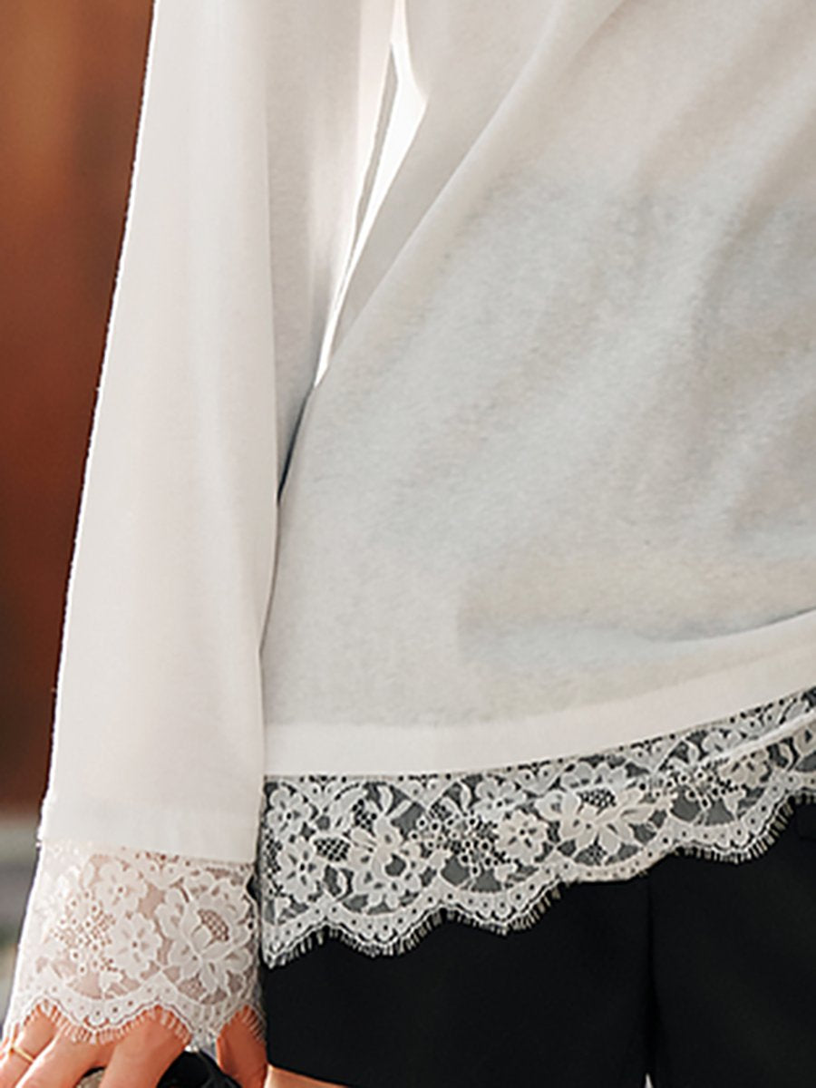 Simple And Elegant Lace White T-Shirt