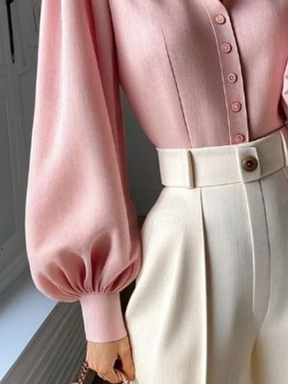 Loose Fashion Pink Lantern Long Sleeve Blouse