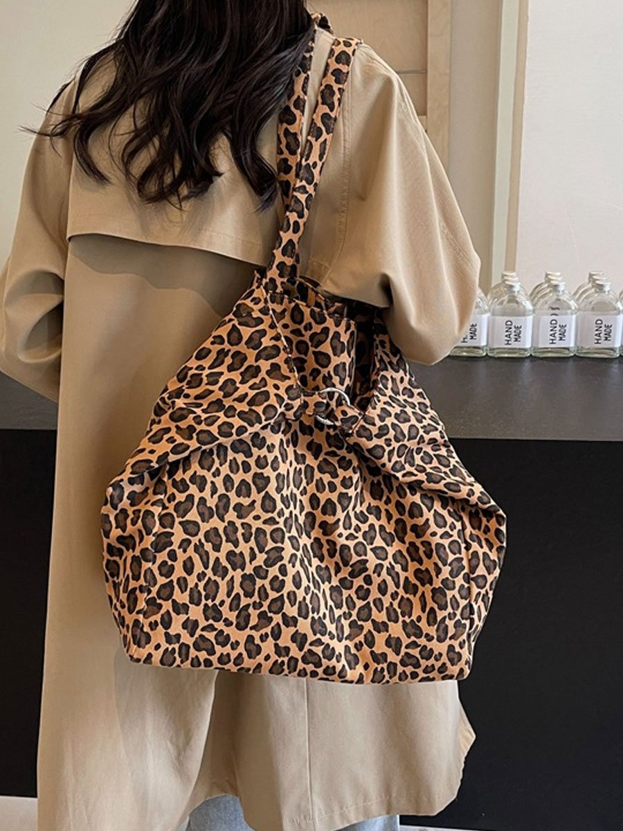 Leopard Print Canvas Commuter Fashion Shoulder Bag