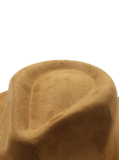 Suede Curled Brim Western Cowboy Hat