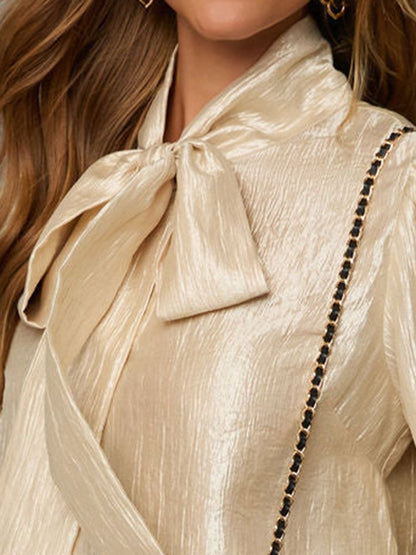 High-End Fashionable Textured Shimmering Ribbon Shirt