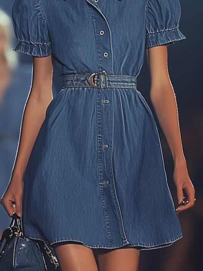 Fashion Slim Fit Denim Short Sleeve Mini Dress