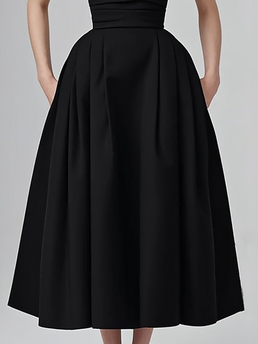 High-end Elegant Romantic Black Strapless Maxi Dress