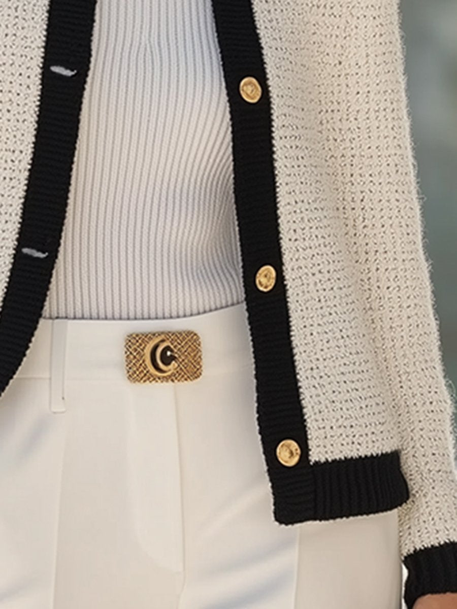 High-End Fashionable Elegant Round-Neck Knitted Cardigan