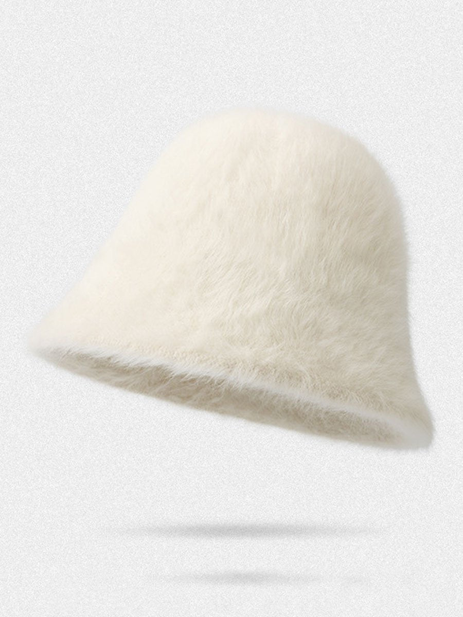 Winter Fashion Gradient Plush Rabbit Fur Warm Bucket Hat