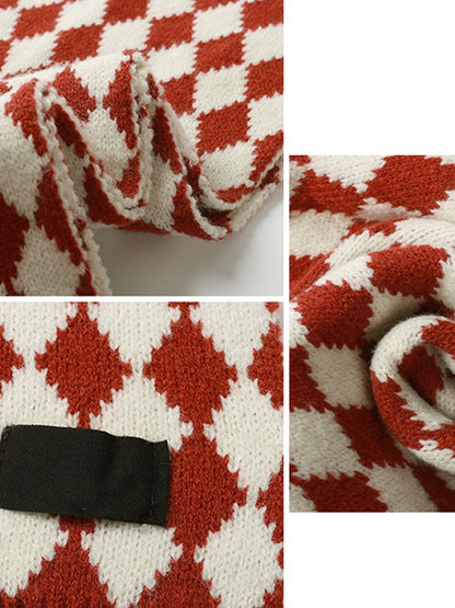 Stylish Vintage Red Christmas Knitted Scarf