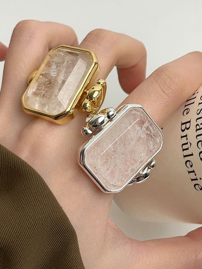 Retro Fashion Large Square Crystal Sugar Cube Ring