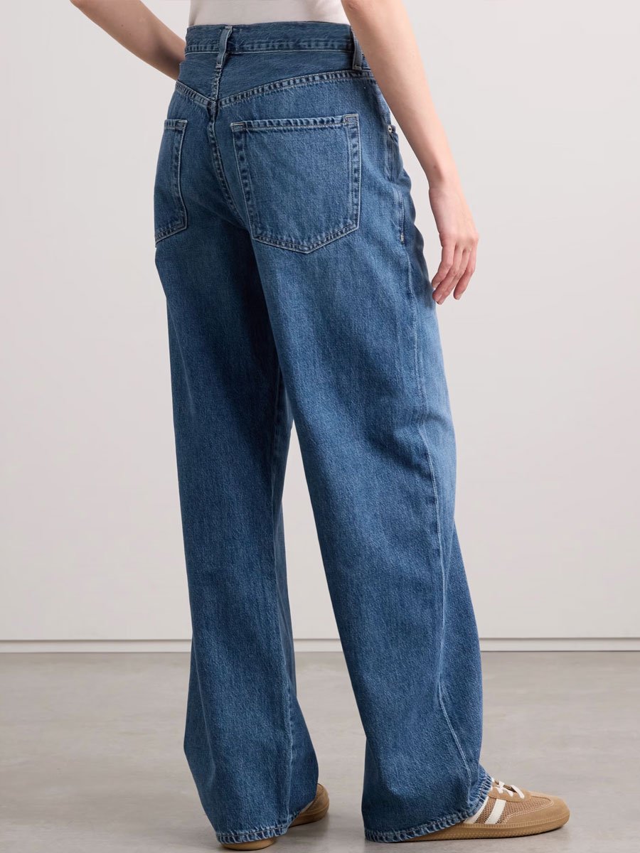 Casual Vintage Elastic Waist Drawstring Straight Jeans