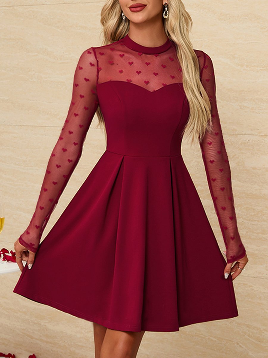 Elegant And Fashionable Romantic Mesh Splicing Sleeves Mini Dress