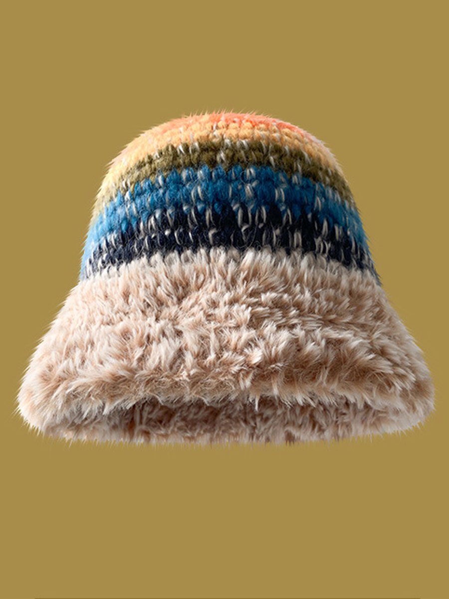 Dopamine Retro Wool Warm Bucket Hat